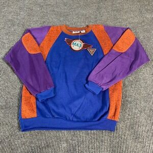 VTG Max Active Sweatshirt Youth XL Mens Medium Blue Deadstock Crewneck‎ NEW 90s